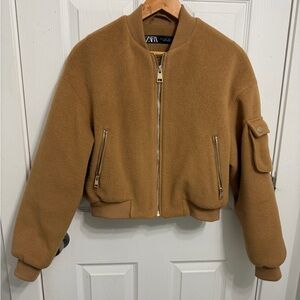 Zara Women's Camel Bomber Jacket
